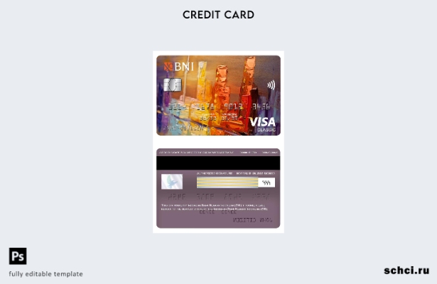 цифровая загрузка Индонезийский банк Negara Indonesia (BNI) шаблон карты Visa Cl