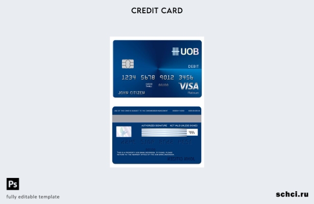 цифровая загрузка Индонезия UOB Bank Visa шаблон обычной дебетовой карты