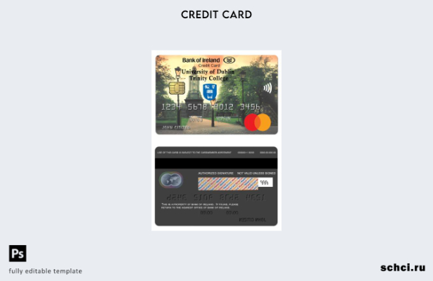 цифровая загрузка Ирландия Банк Ирландии Шаблон кредитной карты Affinity Masterc