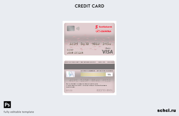 цифровая загрузка Колумбия Scotiabank Colpatria шаблон дебетовой карты Visa банк