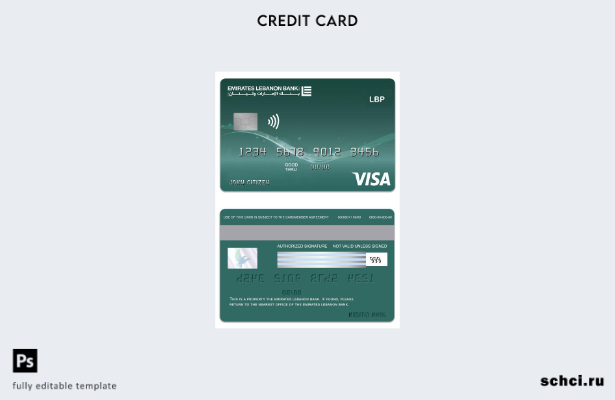 цифровая загрузка Ливан Эмираты Ливан Банк Visa классический шаблон дебетовой ка