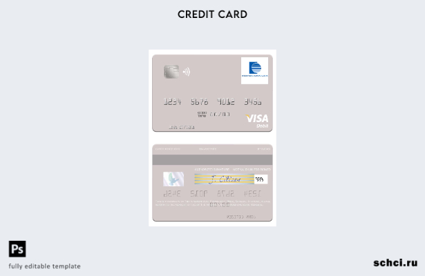 цифровая загрузка Шаблон дебетовой карты Visa Международного коммерческого банка