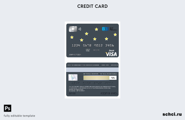 цифровая загрузка Шаблон карты Visa для международного банка Босны и Герцеговины