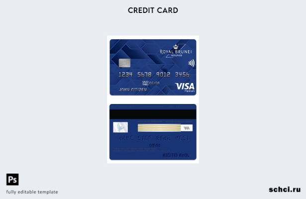 цифровая загрузка Шаблон кредитной карты Brunei Baiduri Bank Royal Brunei Visa P