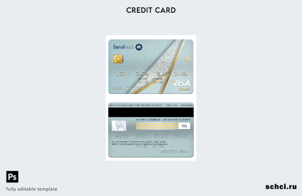 цифровая загрузка пакистанского шаблона классической карты Visa Faysal Bank