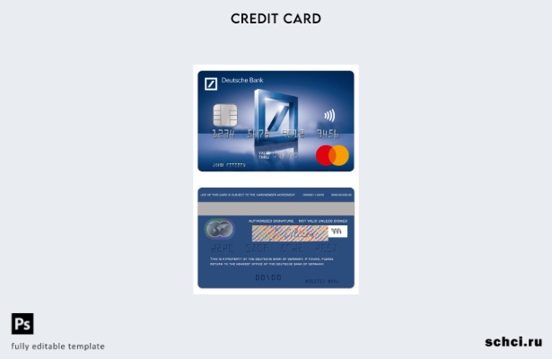 цифровая загрузка стандартного шаблона карты Mastercard Deutsche Bank в Германии