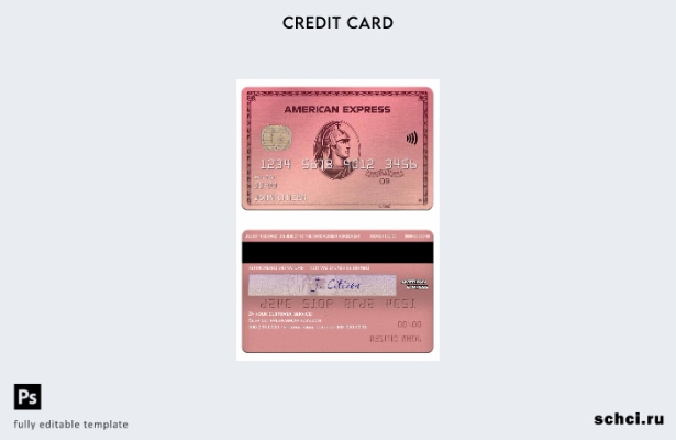 цифровая загрузка шаблон карты USA Capital One банка amex из розового золота