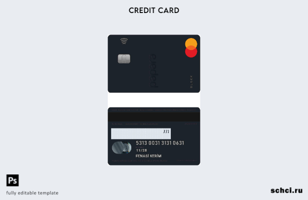 цифровая загрузка шаблона Турции Papara MasterCard