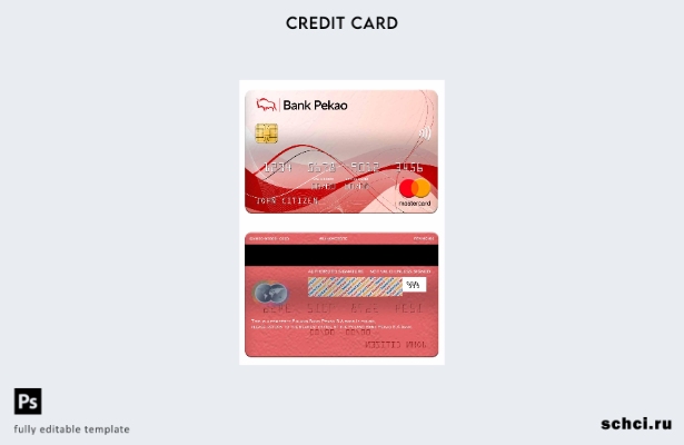 цифровая загрузка шаблона банковской карты Mastercard Польша Bank Pekao S.A