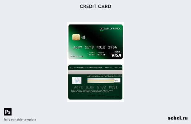 цифровая загрузка шаблона банковской карты Visa Бурунди в Африке