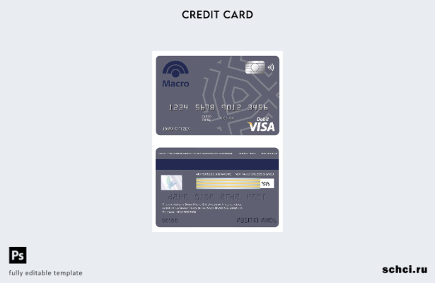 цифровая загрузка шаблона банковской карты Visa Argentina Banco Macro S.A.