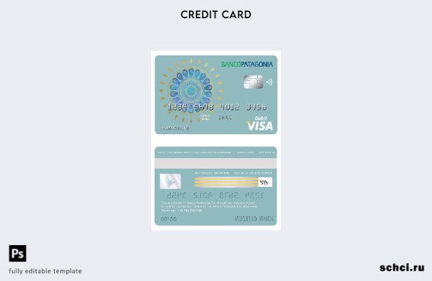 цифровая загрузка шаблона банковской карты Visa Argentina Banco Patagonia S.A.