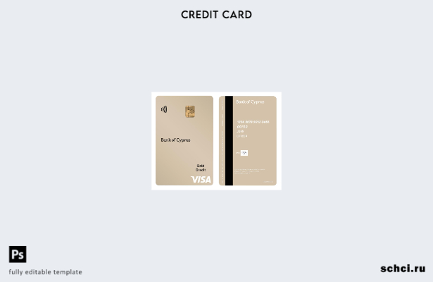 цифровая загрузка шаблона вертикальной кредитной кредитной карты Visa Gold банка