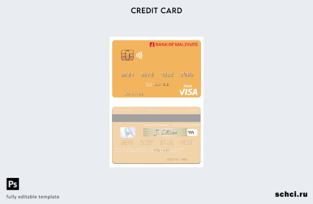 цифровая загрузка шаблона дебетовой карты Maldives Bank of Maldives Visa