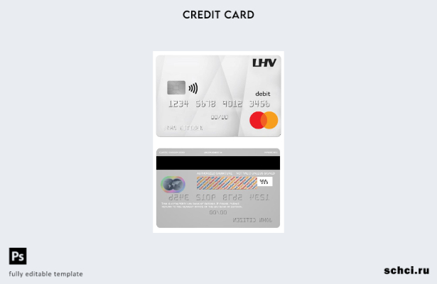 цифровая загрузка шаблона дебетовой карты Mastercard банка LHV Эстонии