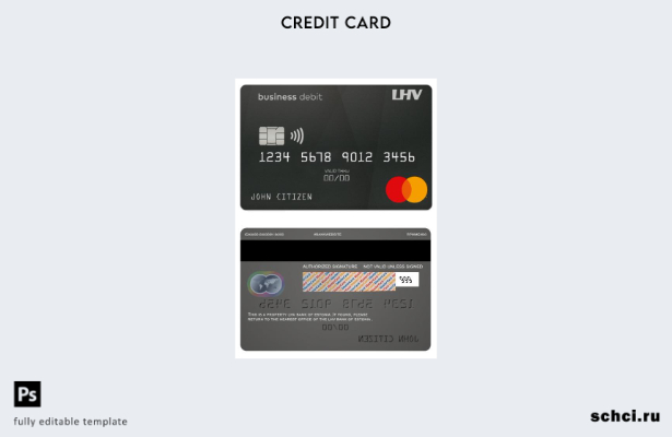 цифровая загрузка шаблона дебетовой карты Mastercard для бизнеса банка LHV в Эст