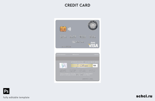 цифровая загрузка шаблона дебетовой карты Visa Банка Науру Науру