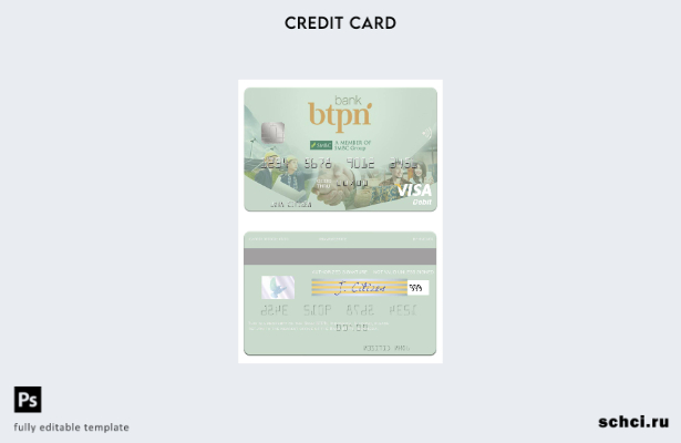 цифровая загрузка шаблона дебетовой карты Visa Индонезийского банка BTPN