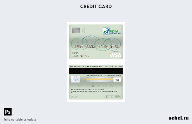 цифровая загрузка шаблона дебетовой карты Visa Камеруна Atlantic банка Visa