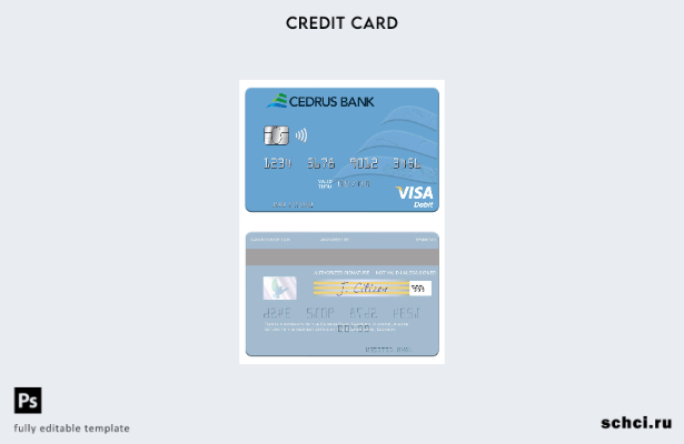 цифровая загрузка шаблона дебетовой карты Visa Ливана Cedrus Bank