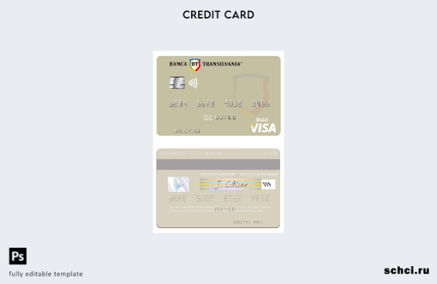 цифровая загрузка шаблона дебетовой карты Visa Молдова Banca Transilvania