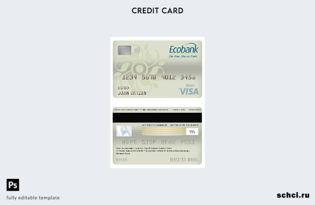 цифровая загрузка шаблона дебетовой карты Visa банка Ecobank Буркина Фасо