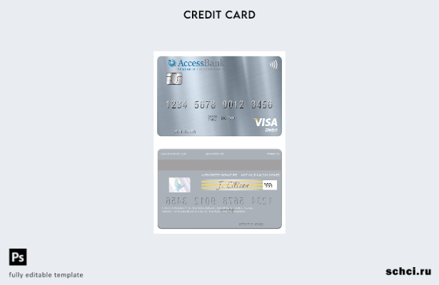 цифровая загрузка шаблона дебетовой карты Visa AccessBank Танзании