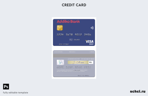 цифровая загрузка шаблона дебетовой карты Visa Addiko Bank в Словении