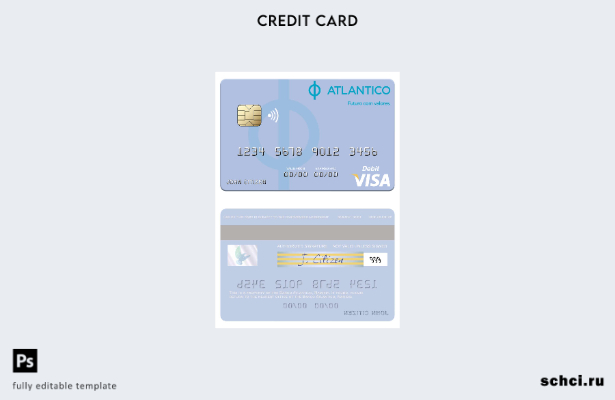 цифровая загрузка шаблона дебетовой карты Visa Banco Atlantico Намибии