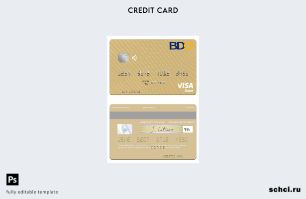 цифровая загрузка шаблона дебетовой карты Visa Banco de Oro на Филиппинах
