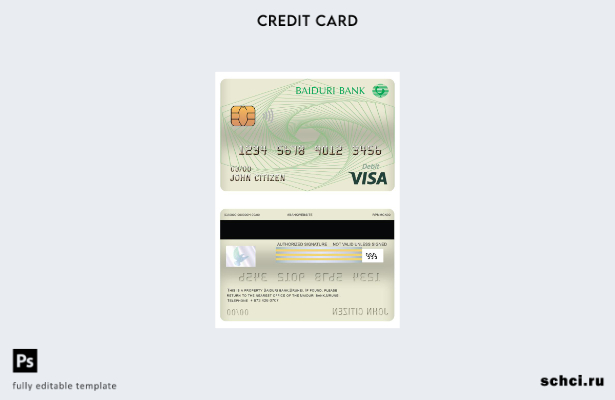 цифровая загрузка шаблона дебетовой карты Visa Brunei Baiduri Bank