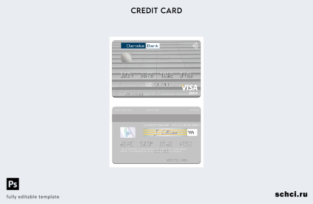 цифровая загрузка шаблона дебетовой карты Visa Danske Bank в Литве