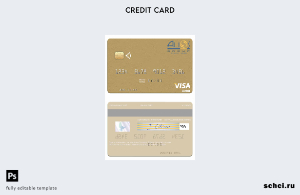 цифровая загрузка шаблона дебетовой карты Visa Gabon Alios France