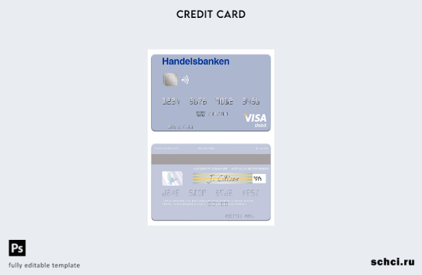 цифровая загрузка шаблона дебетовой карты Visa Handelsbanken в Норвегии