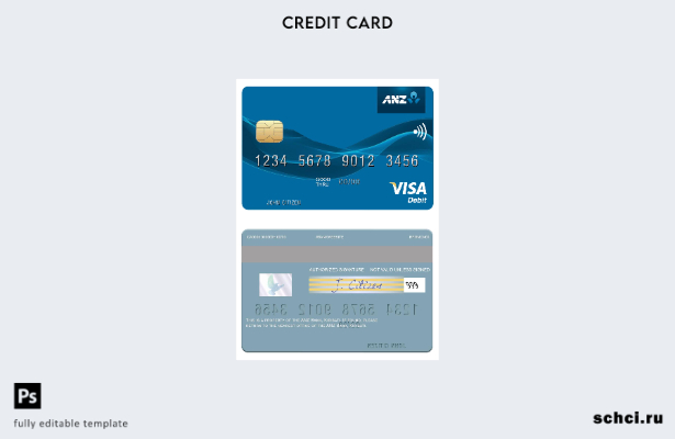 цифровая загрузка шаблона дебетовой карты Visa Kiribati ANZ Bank