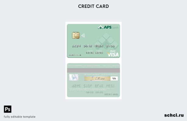 цифровая загрузка шаблона дебетовой карты Visa Malta APS Bank Limited Visa