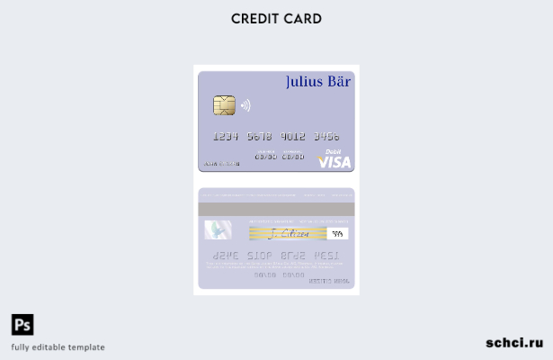 цифровая загрузка шаблона дебетовой карты Visa Monaco Bank Julius Bär & Co. AG