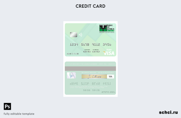цифровая загрузка шаблона дебетовой карты Visa Niger Bank of Africa