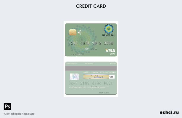цифровая загрузка шаблона дебетовой карты Visa Salvador Bandesal Bank