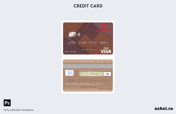 цифровая загрузка шаблона дебетовой карты Visa Scotiabank Сент Люсии