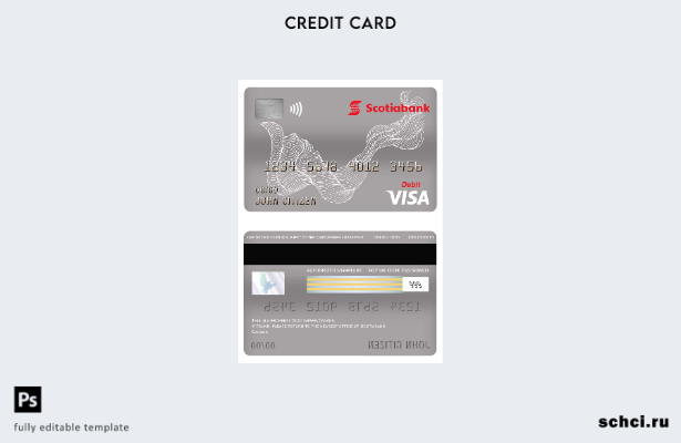 цифровая загрузка шаблона дебетовой карты Visa Scotiabank Canada