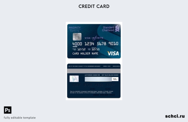 цифровая загрузка шаблона дебетовой карты Visa Tanzania Standard Chartered Bank