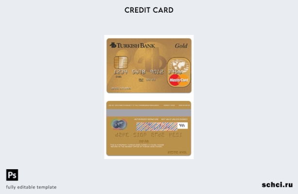 цифровая загрузка шаблона золотой карты Mastercard Турции TurkishBank