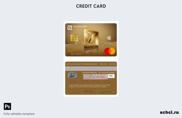 цифровая загрузка шаблона золотой карты Mastercard Deutsche Bank в Германии