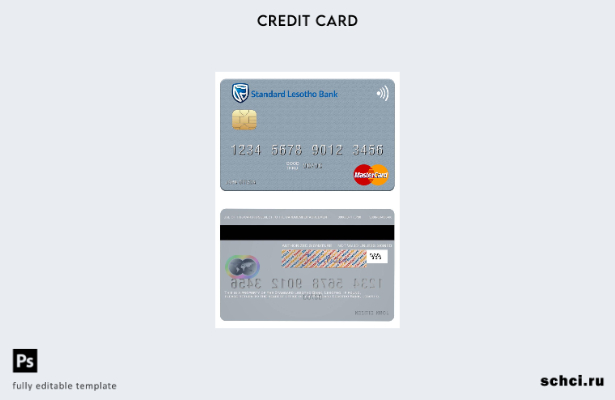 цифровая загрузка шаблона карты Lesotho Standard Lesotho Bank Mastercard