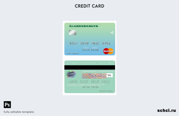 цифровая загрузка шаблона карты Mastercard Банка Аландских стран Финляндии