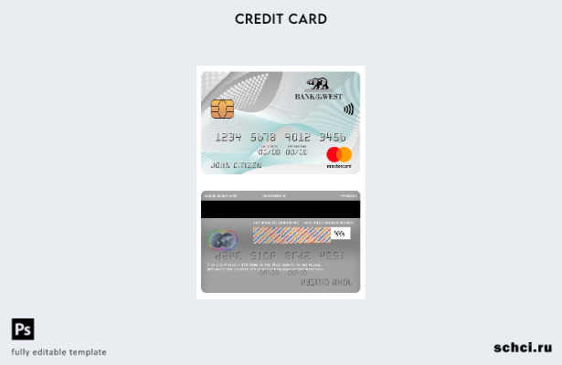 цифровая загрузка шаблона карты Mastercard Банка Западного берега США