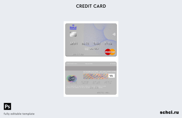 цифровая загрузка шаблона карты Mastercard Банка Ирландии в Ирландии