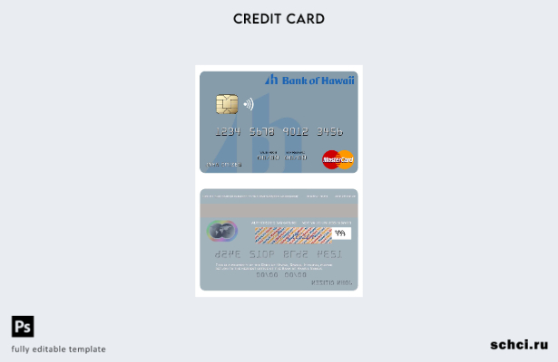 цифровая загрузка шаблона карты Mastercard Банка Самоа на Гавайях