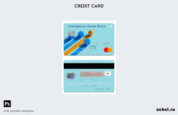 цифровая загрузка шаблона карты Mastercard Карибского союза Антигуа и Барбуды